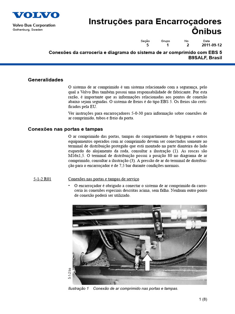 Conex es da carroceria e diagrama do sistema de ar comprimido b9salf