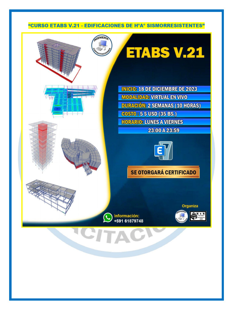 Curso ETABS V.21: Edificaciones Sismorresistentes | PDF | Ingeniería ...