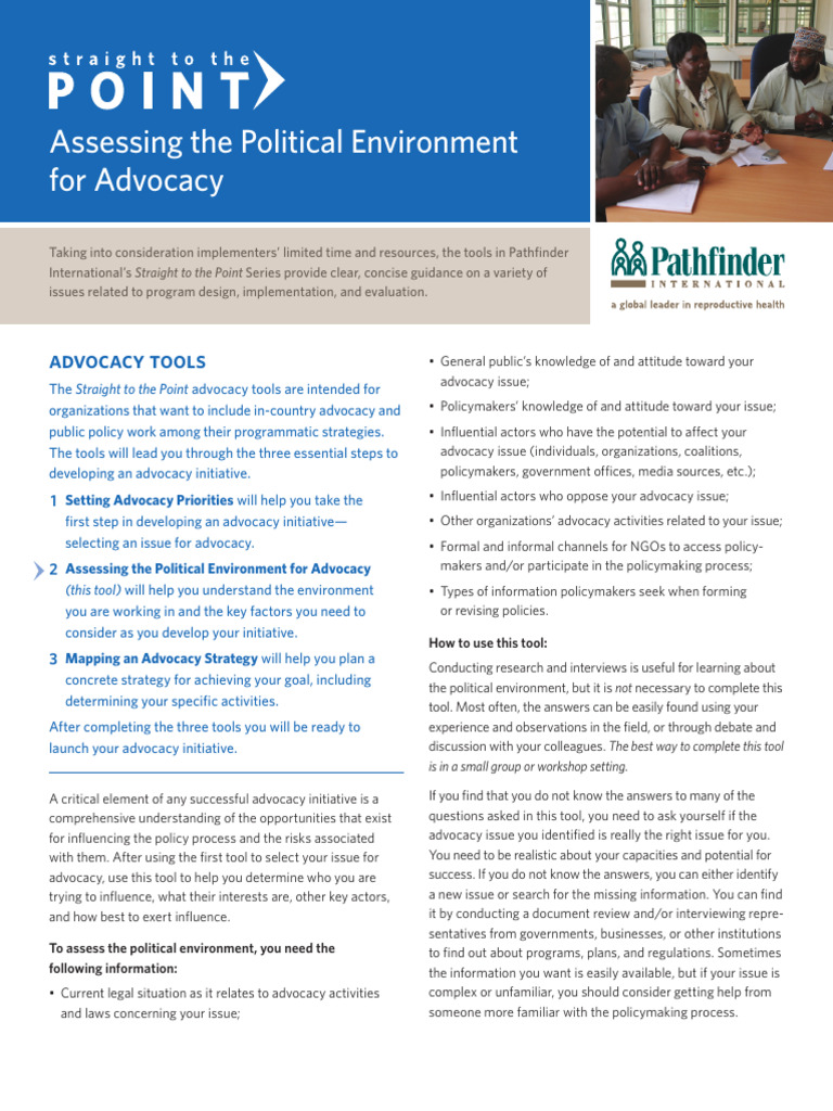 Political Environment for Advocacy Assessment | PDF | Policy | Non ...