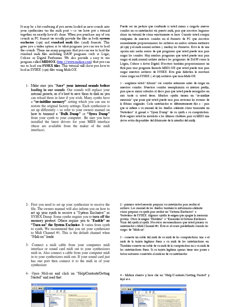 Tutorial Midi Ox. B PDF Sintetizador Musica Popular
