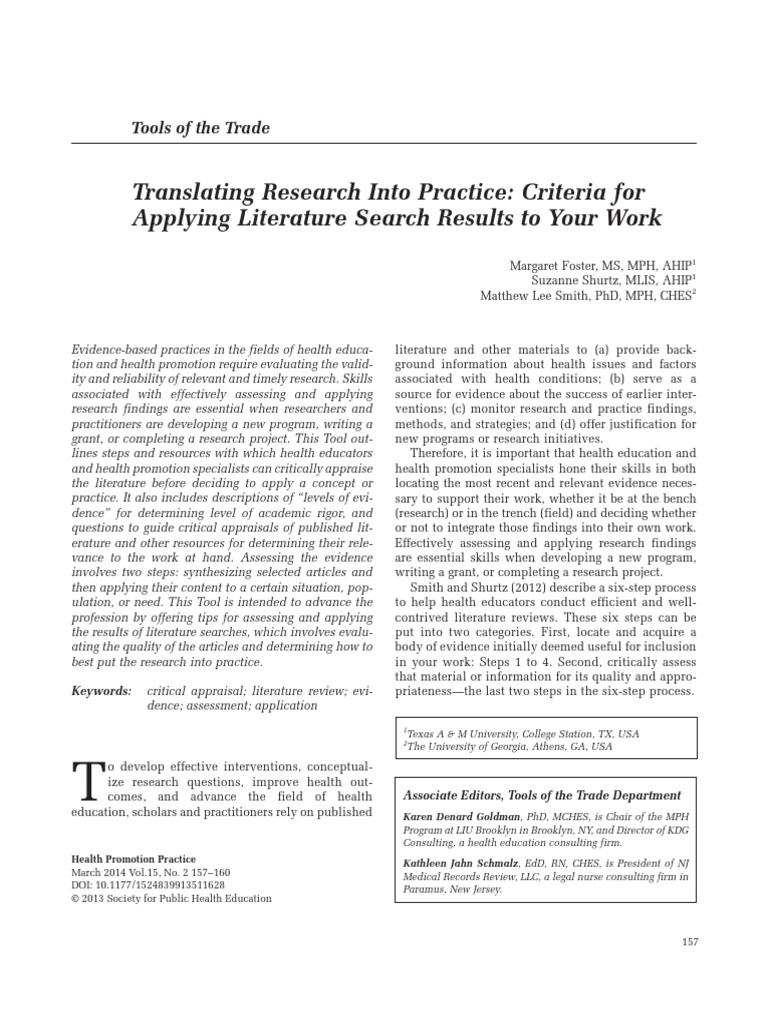 Assessing Evidence in Health Promotion | PDF | Evidence Based Medicine ...
