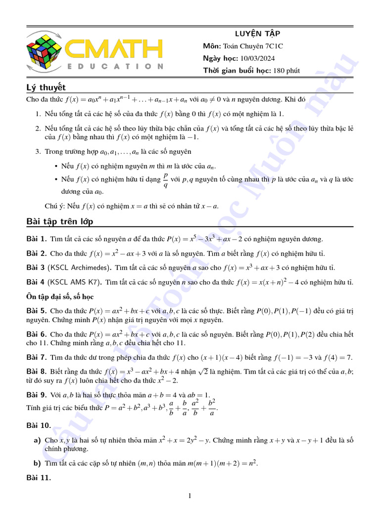 (L7C1C23) Luyện tập 10 - 3 | PDF