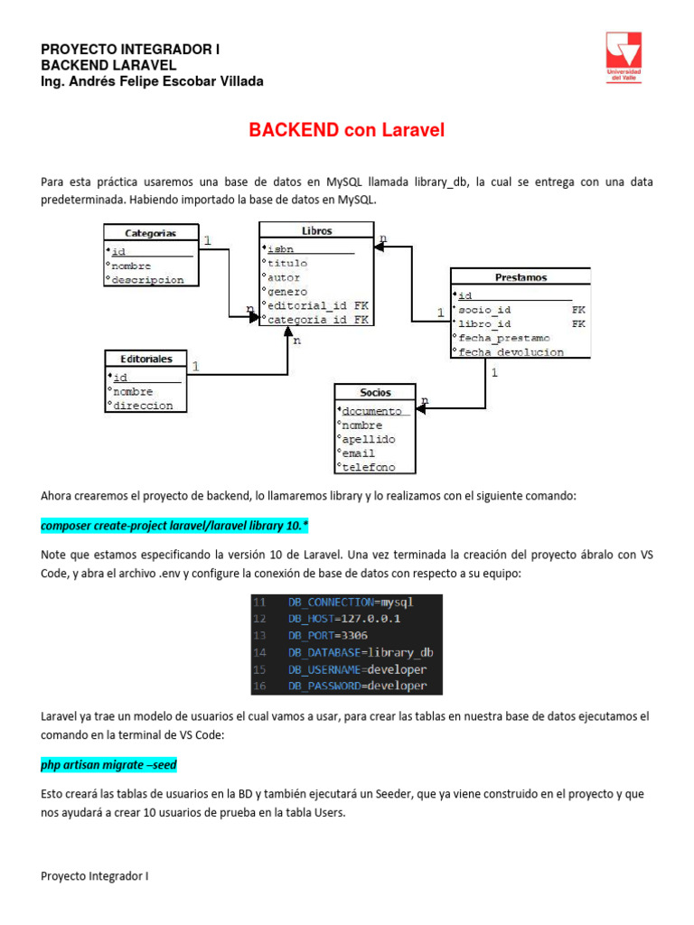 Backend Laravel: Proyecto Integrador I | PDF | Archivo de computadora ...