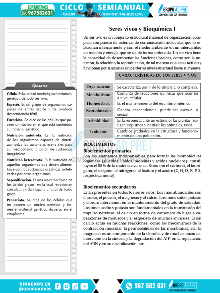 1.Seres vivos y Bioquímica I | Descargar gratis PDF | Organismos ...