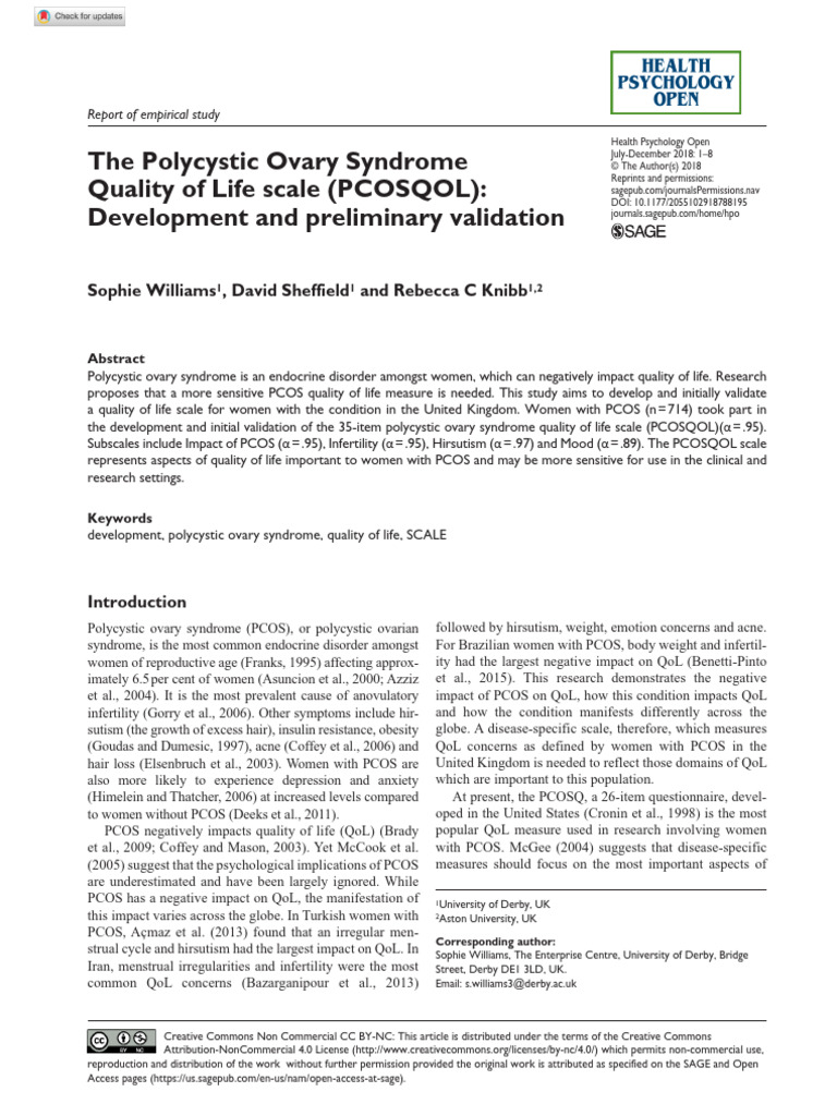 PCOS Quality of Life Scale Development | PDF | Polycystic Ovary ...
