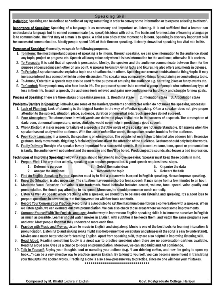 SPEAKING SKILLS GUIDE visual data 7