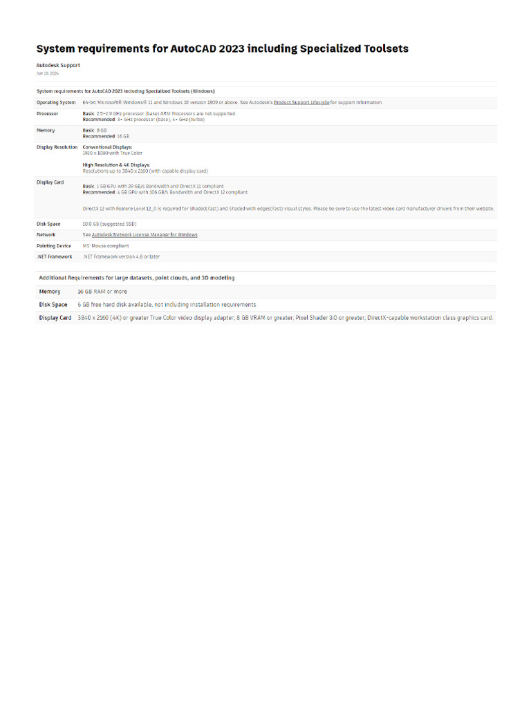 Autocad 2023 computer minimum requirements pdf