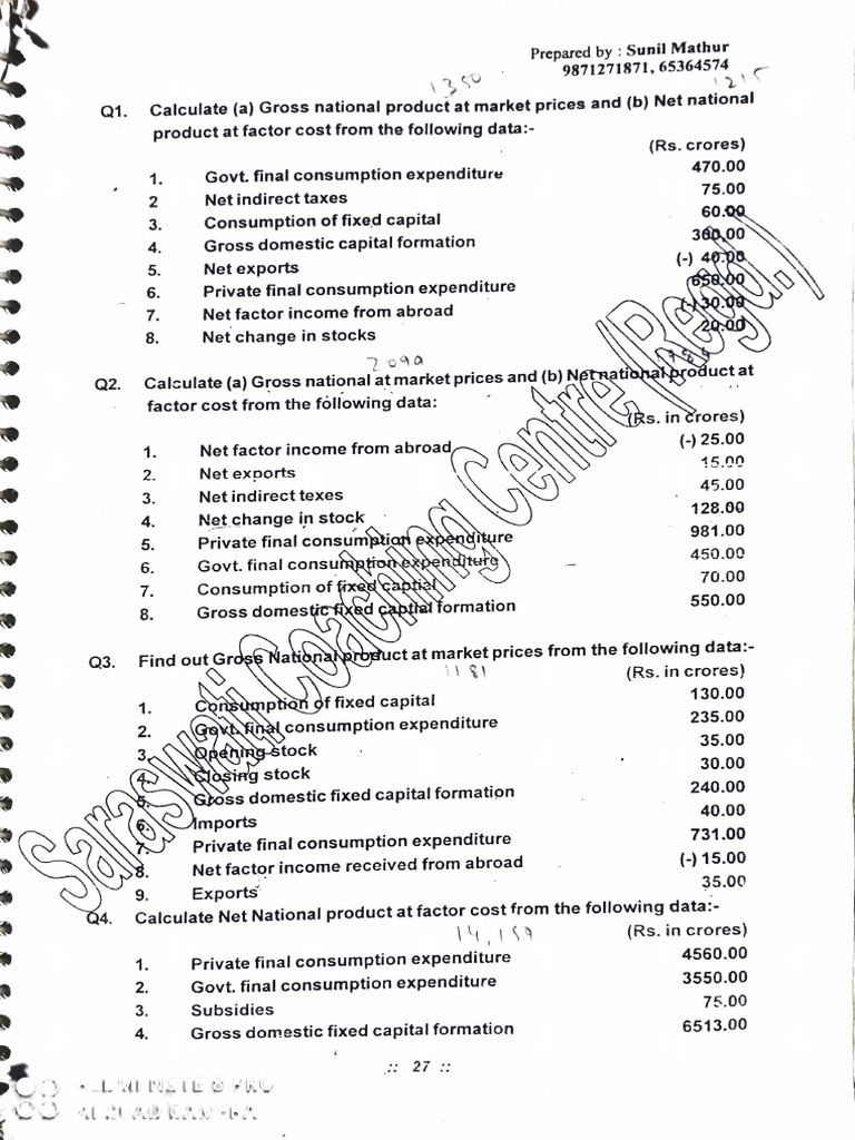 National Income and Product Calculations | PDF | Consumption Of Fixed ...