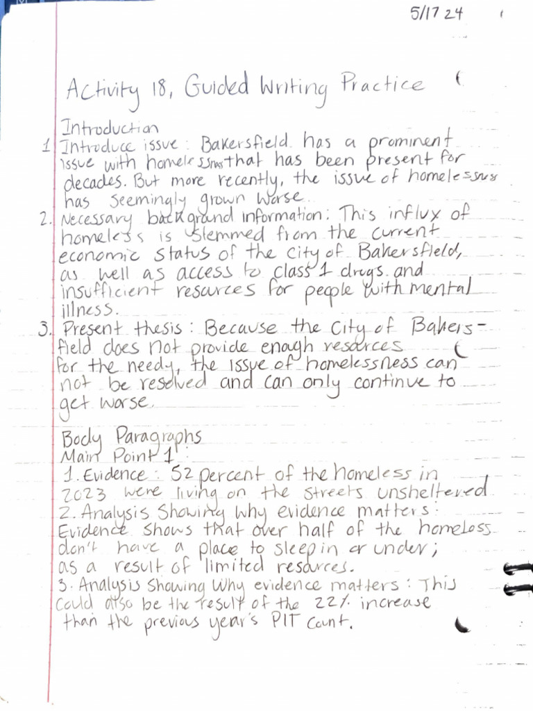 Guided Writing Practice For Project | PDF