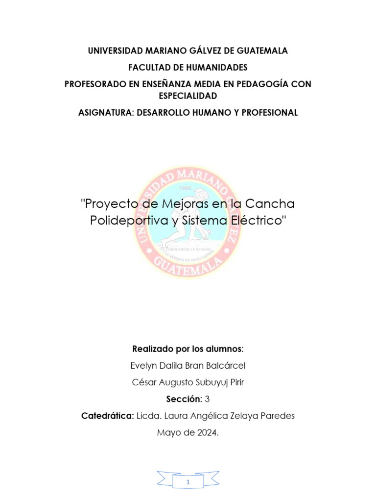 Proyecto de Mejoras en La Cancha Polideportiva y Sistema Eléctrico ...