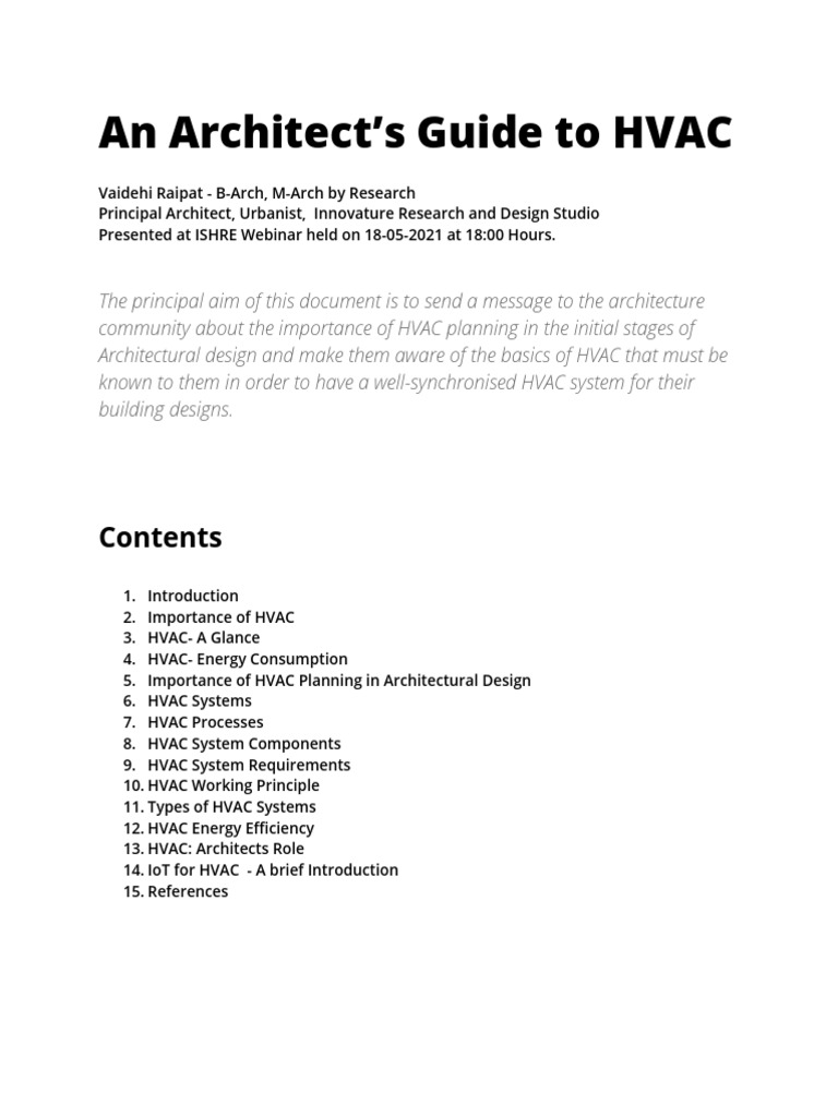 Architect's HVAC Planning Essentials | PDF | Air Conditioning | Duct (Flow)