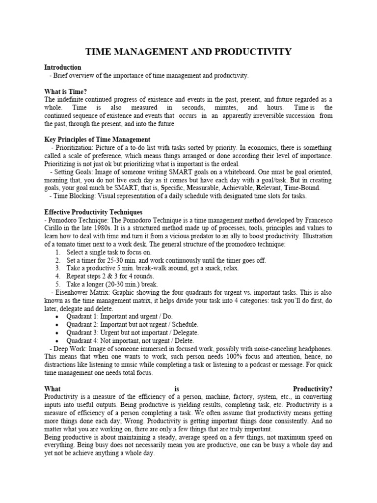 Time Management And Productivity Pdf