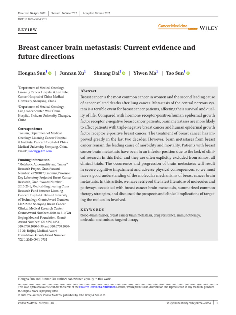 Breast Cancer Brain Metastasis Insights | PDF | Protein Kinase B ...
