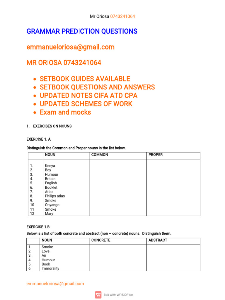 English Grammer Questions | PDF | Noun | Sentence (Linguistics)