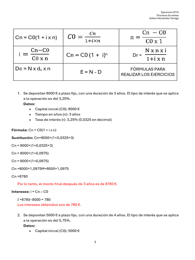 Ejercicios Resueltos | PDF | Interés | Tasas de interés