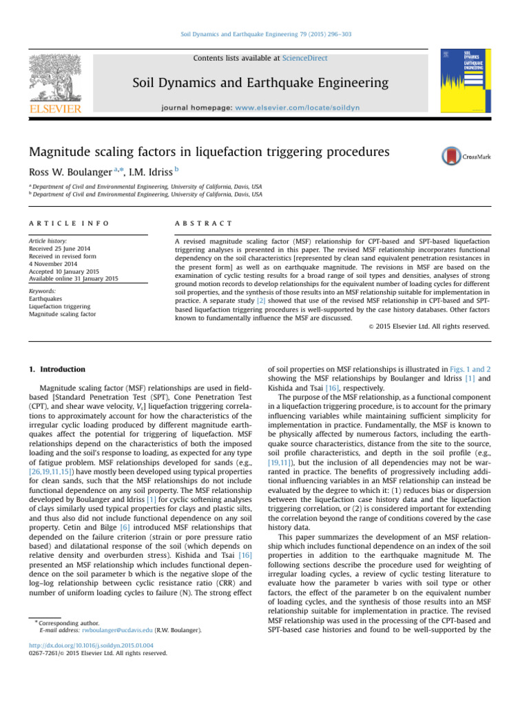 Revised Magnitude Scaling Factors for Liquefaction | PDF | Deformation ...