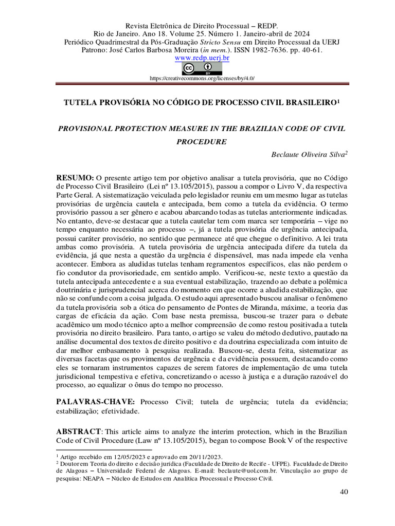 Provisional protection measure in the brazilian code of civil procedure