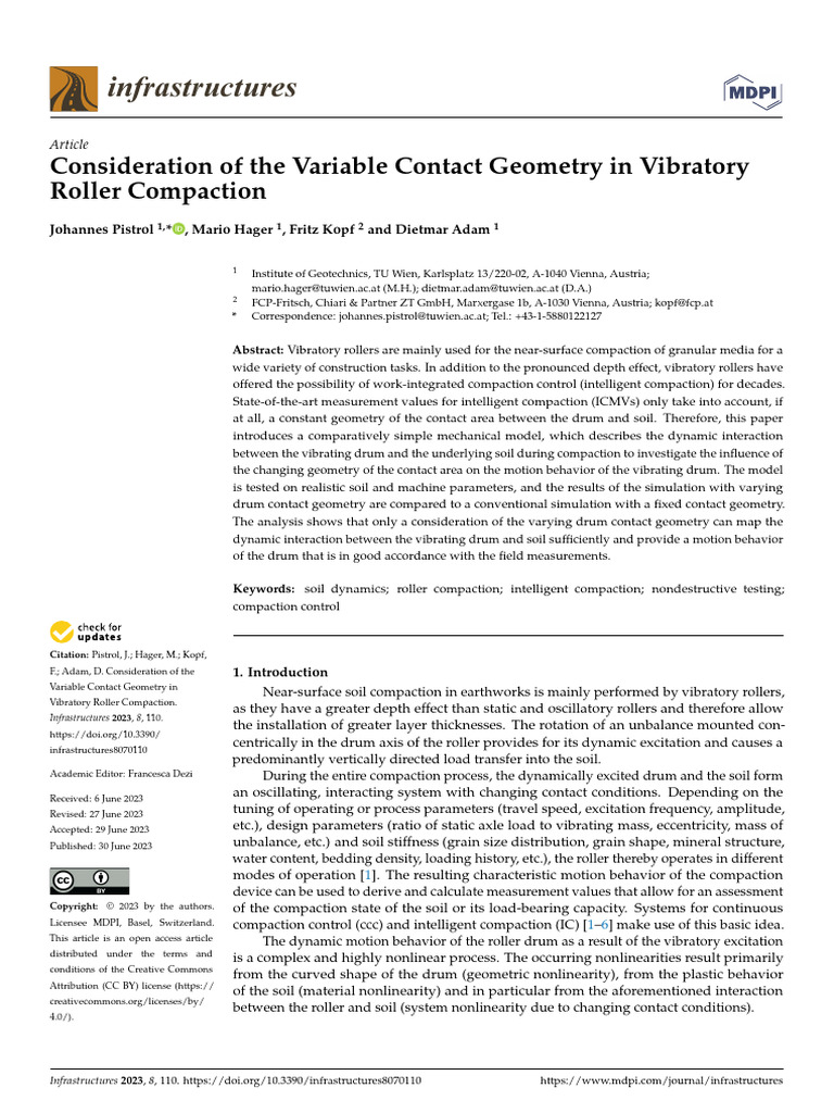 Consideration of the variable contact geometry in pdf oscillation