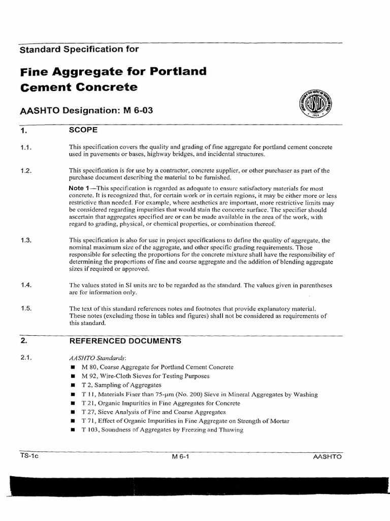 Fine Aggregate Specification for Concrete | PDF | Concrete ...