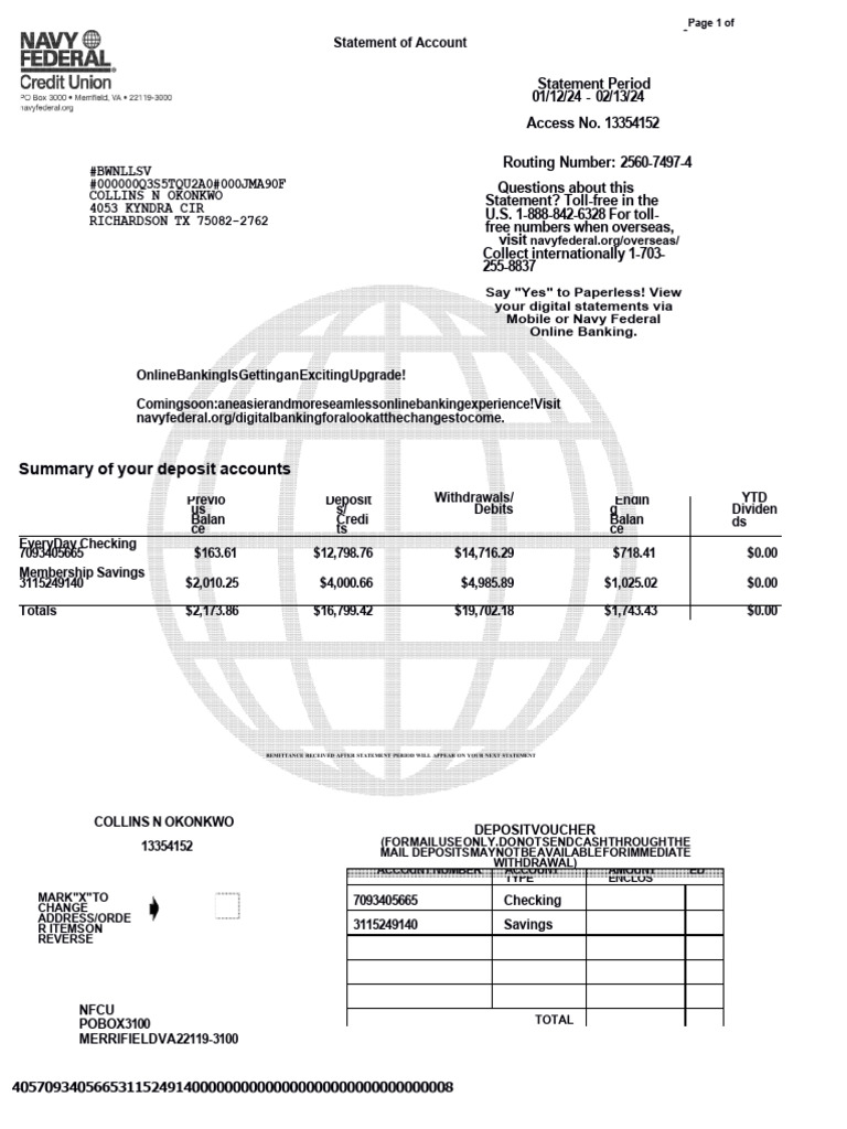 Collins Statement | PDF | Interest | Debit Card