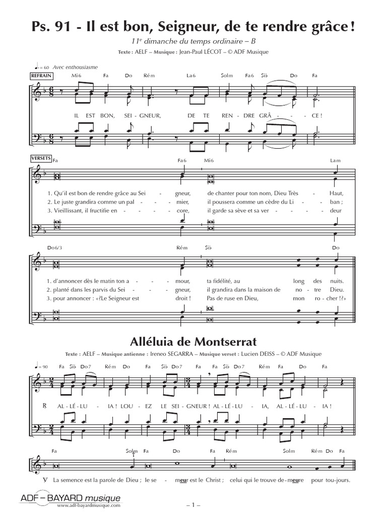Acclamation Alléluia La Semence Est La Parole de Dieu | PDF | Liturgie ...