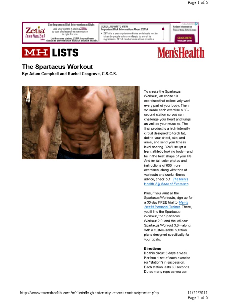 Mens Health Spartacus Workout 30 User Manual User Manual