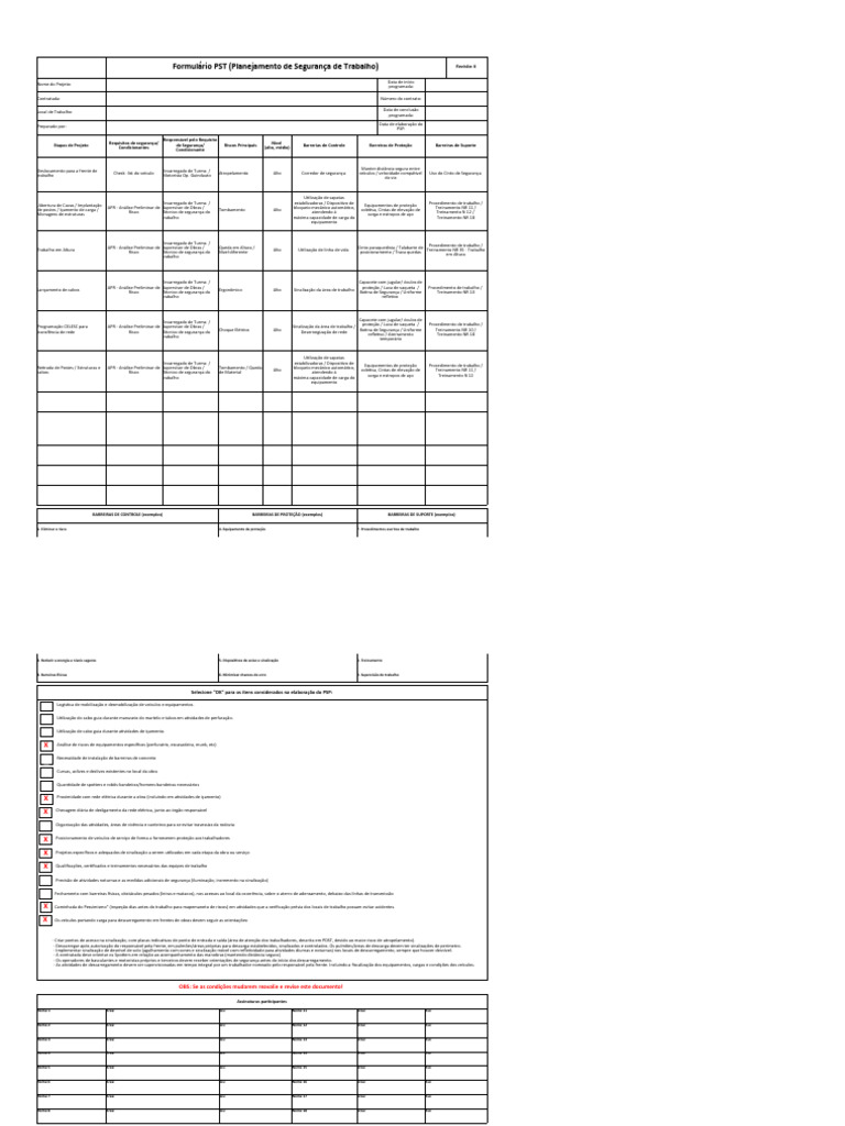 Formulário de Planejamento de Segurança | PDF