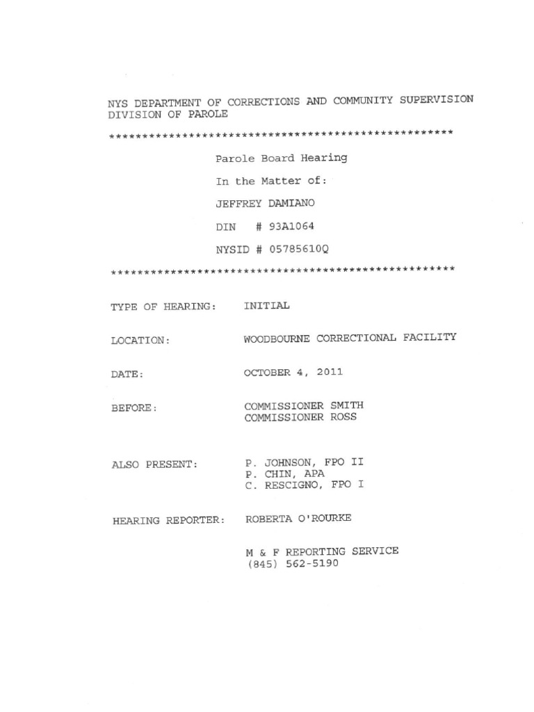 Damiano Parole Hearing, Oct. 2011 | PDF