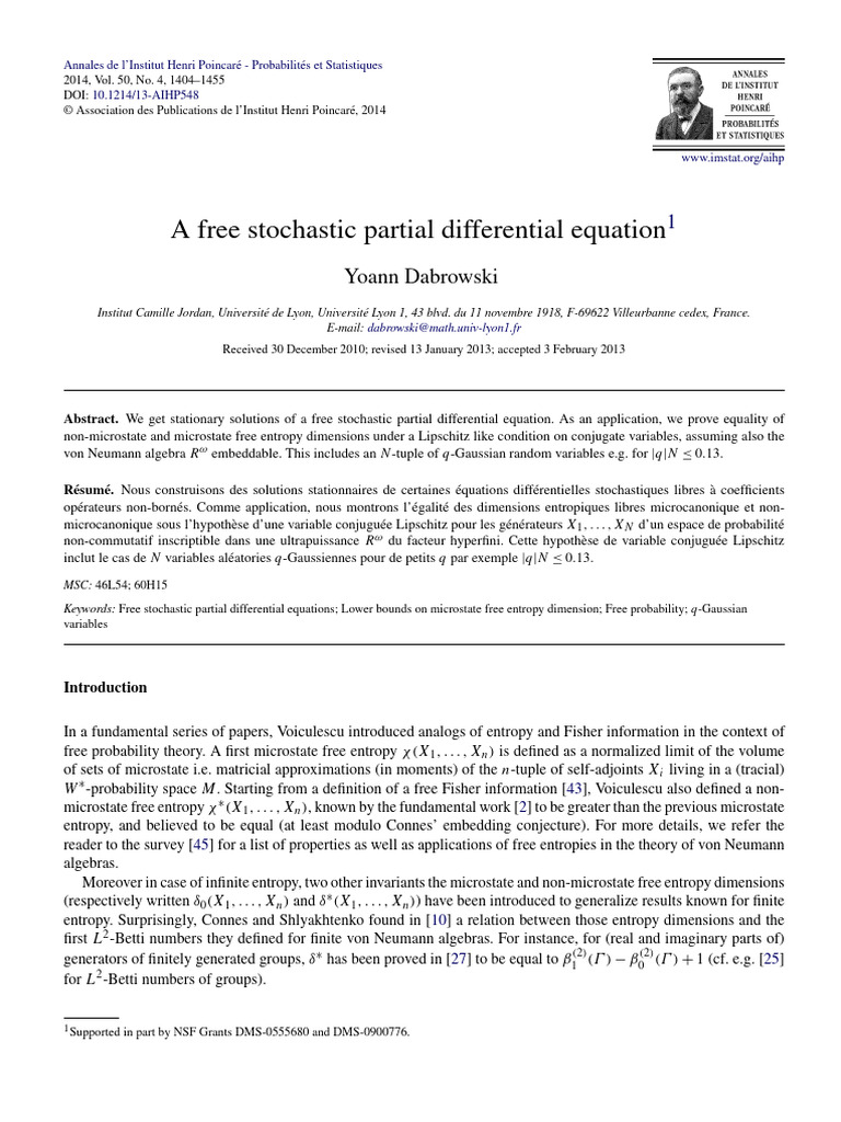 13 Aihp548 | PDF | Stochastic Differential Equation | Equations