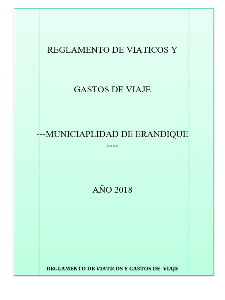 Reglamento de Viaticos y Gastos de Viaje | PDF | Alcalde | Regulación