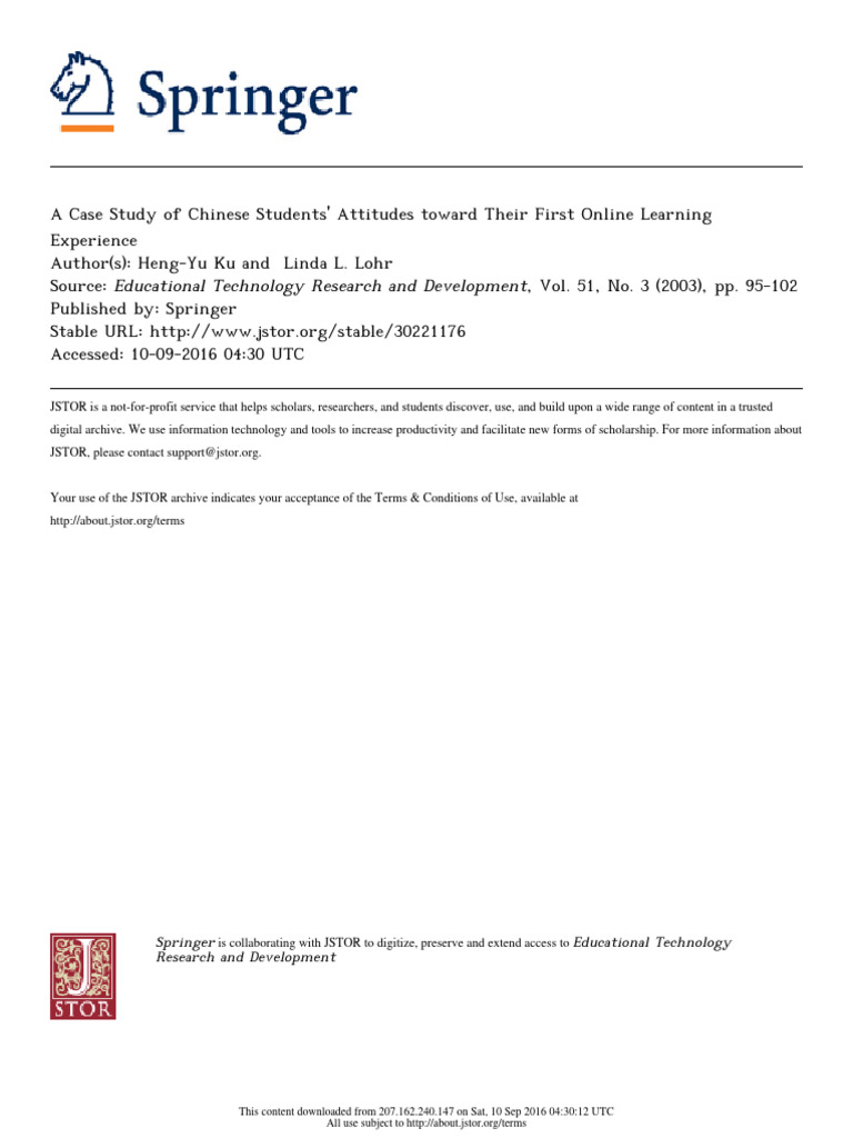 Chinese Students' Attitudes Toward Their First Online Learning | PDF ...