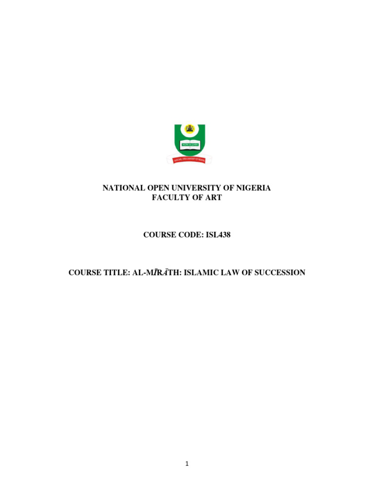 ISL438 Mirath - Islamic Law of Succession | PDF | Inheritance | God In ...