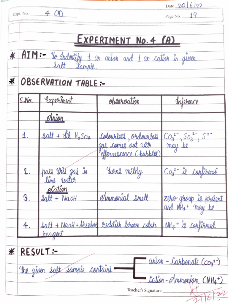 Salt Analysis Practical Guide | PDF