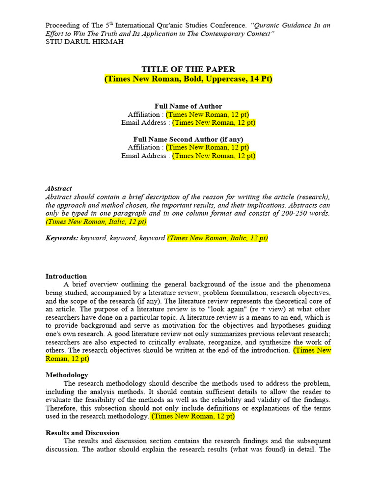 Template Prosiding Stiu 2024 English Pdf Literature Review