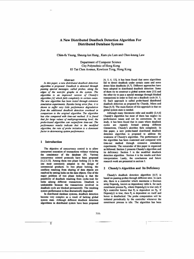New Distributed Deadlock Detection Algorithm | PDF | Concurrent ...