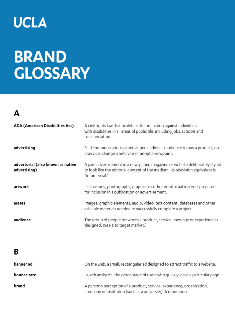 Ucla Brand Glossary | PDF | Brand | Advertising