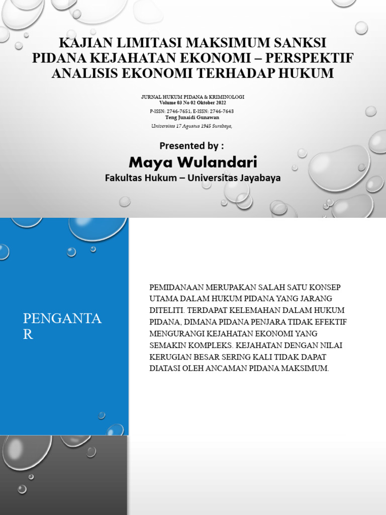 Kajian Limitasi Maksimum Sanksi Pidana Kejahatan Ekonomi | PDF