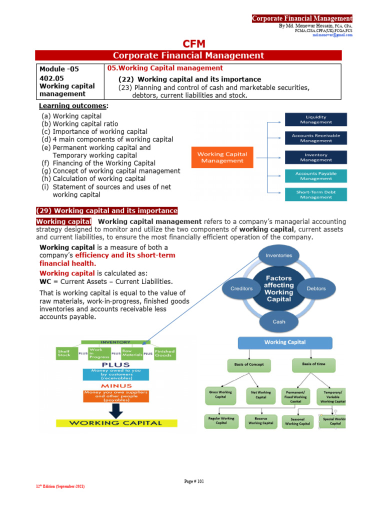 Corporate Financial Management Cfm Module 05 Working Capital