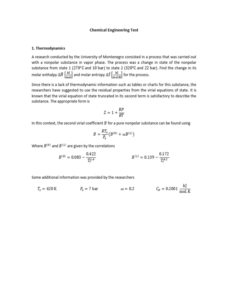 Chemical Engineering Test Overview | PDF | Heat Transfer | Heat