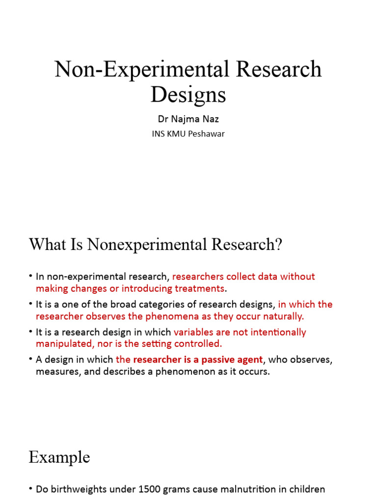 Non Experimental Research Designs | PDF | Experiment | Survey Methodology