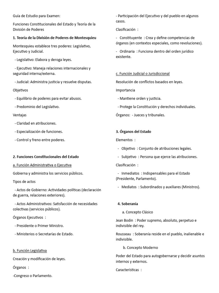Funciones del Estado y División de Poderes | PDF | Gobierno | Constitución