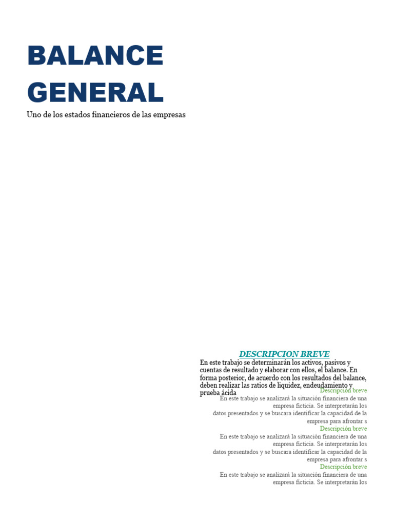 Balance General | PDF | Hoja de balance | Contabilidad
