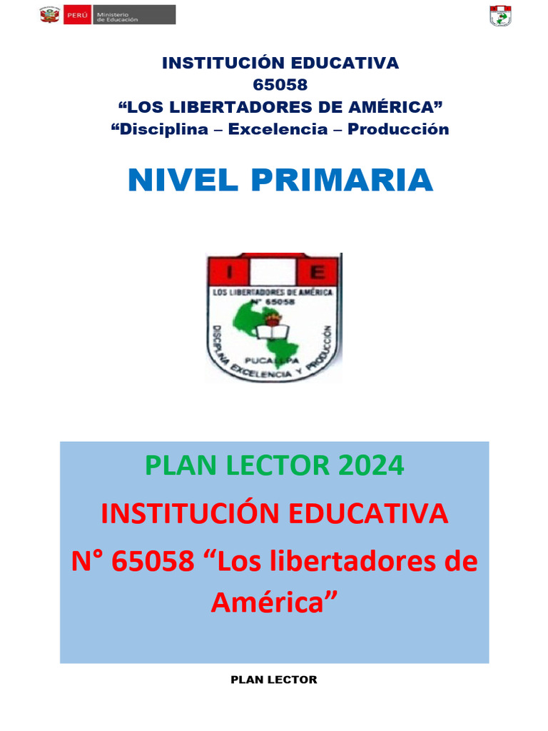 Plan Lector Modelo 2024 | PDF | Educación primaria | Comprensión lectora