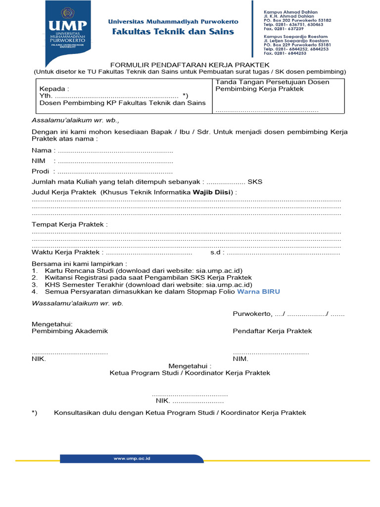 FORMULIR-PENDAFTARAN-KP-2022 | PDF