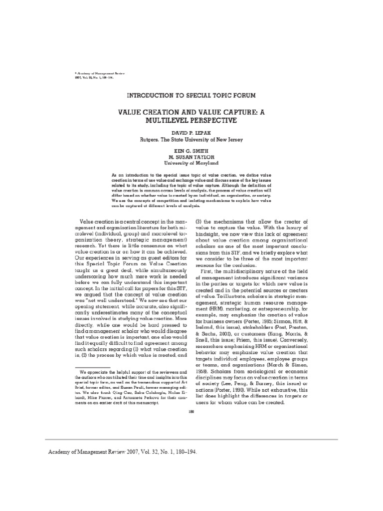 Lepalk Value Creation and Value Capture | PDF | Entrepreneurship ...