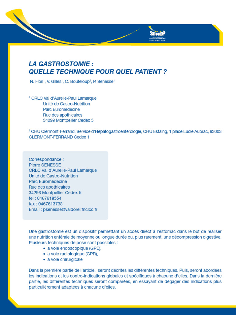Techniques de gastrostomie et indications | PDF | Endoscopie | Estomac