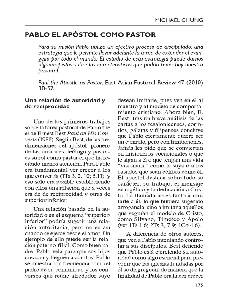 Pablo: Un modelo de pastoral colaborativa | PDF | Pablo el apóstol | Amor