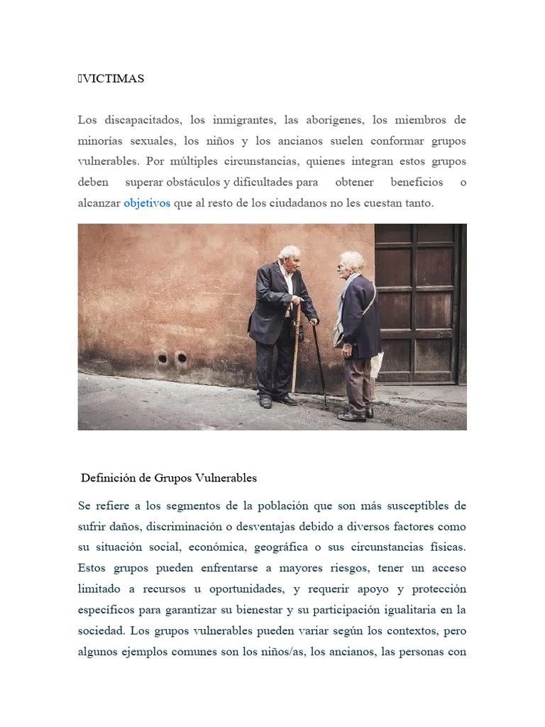Grupos Vulnerables: Definición y Protección | PDF | Igualdad de género ...
