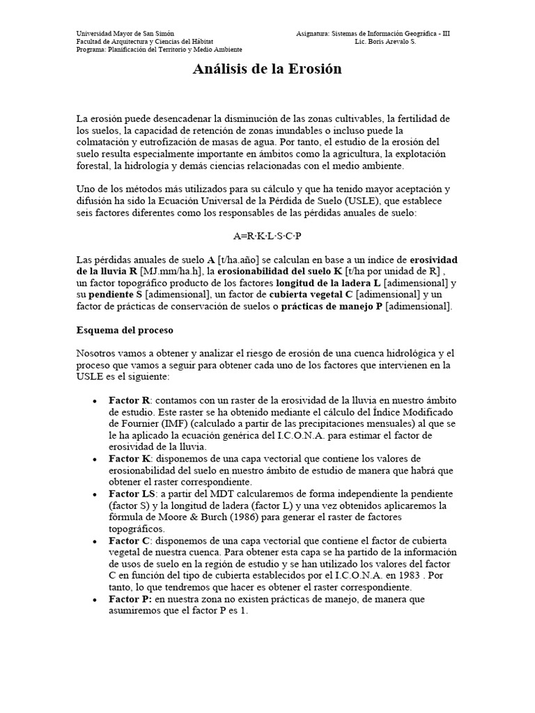An lisis de la erosi n con arcgis en una cuenca hidrol gica final