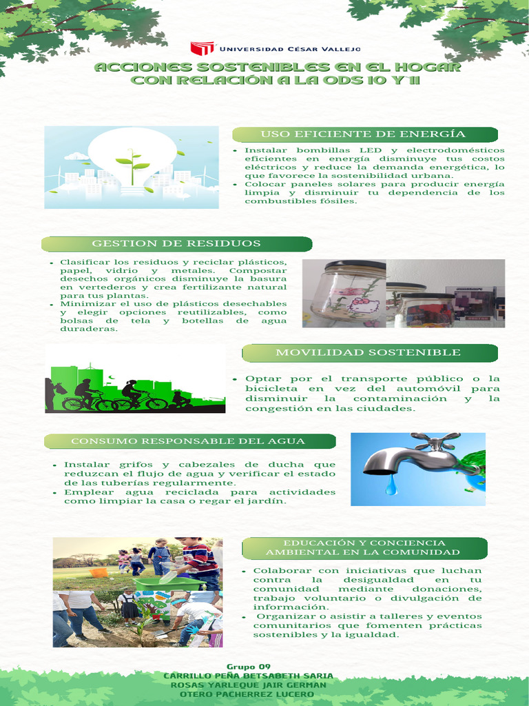 Acciones sostenibles en el hogar con relación a la ODS 10 y 11 (1) | PDF